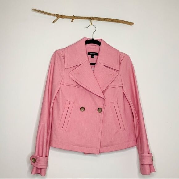 Ann Taylor Short Trench Coat Carnation Pink - Picture 4 of 6